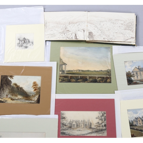 1689 - Folder of watercolours and sketch albums from the Mohun-Harris family