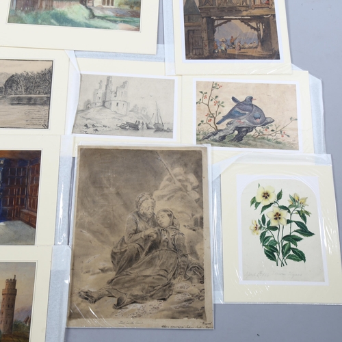 1690 - Folder of 19th century watercolours and sketches