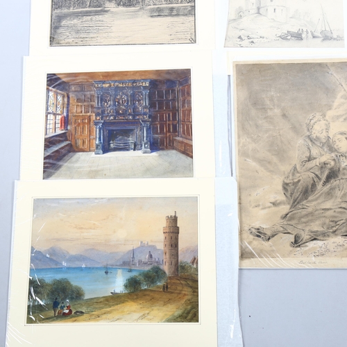 1690 - Folder of 19th century watercolours and sketches