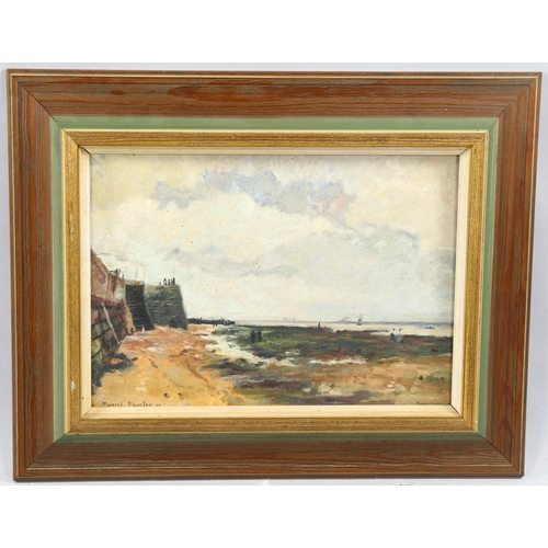 1695 - Muriel Procter, oil on canvas, coastal scene, signed, 25cm x 35cm, framed