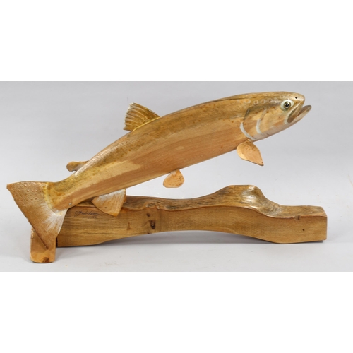 1705 - Clive Fredriksson, a carved and painted wood salmon sculpture, length 57cm