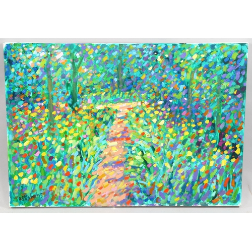 1706 - Paul Stephens, oil on canvas, Monet's garden, 42cm x 60cm, unframed