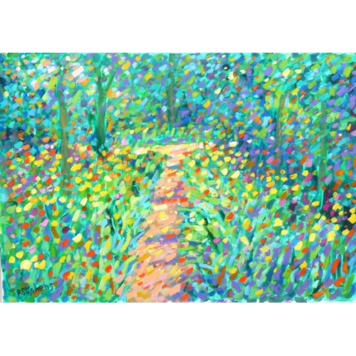 1706 - Paul Stephens, oil on canvas, Monet's garden, 42cm x 60cm, unframed