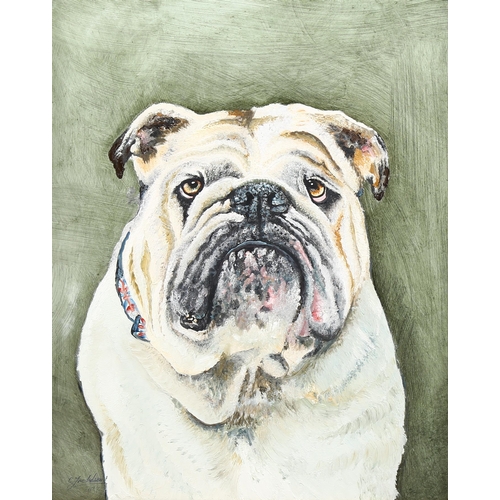 1711 - Clive Fredriksson, oil on board, Bulldog, 54cm x 42cm, framed