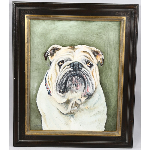 1711 - Clive Fredriksson, oil on board, Bulldog, 54cm x 42cm, framed