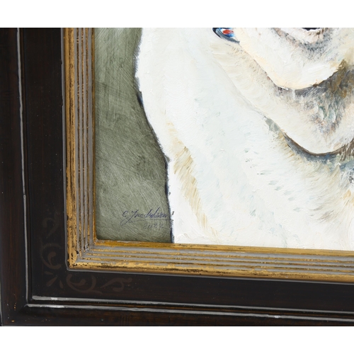 1711 - Clive Fredriksson, oil on board, Bulldog, 54cm x 42cm, framed