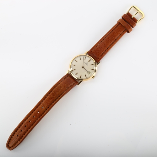 10 - OMEGA - a 9ct gold mechanical wristwatch, ref. 132.5017, circa 1974, silvered dial with gilt baton h... 