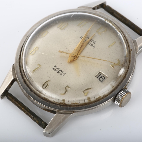 13 - ILLUSTRA - a Vintage stainless steel mechanical wristwatch head, circa 1960s, silvered dial with gil... 