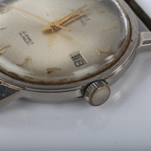 13 - ILLUSTRA - a Vintage stainless steel mechanical wristwatch head, circa 1960s, silvered dial with gil... 