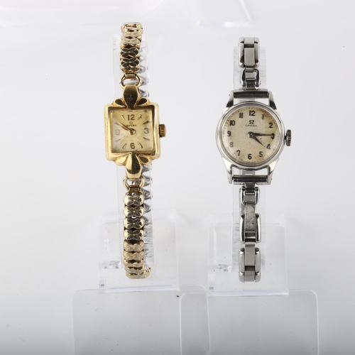 20 - OMEGA - 2 x lady's mechanical wristwatches, largest case width 20mm, both working order (2)