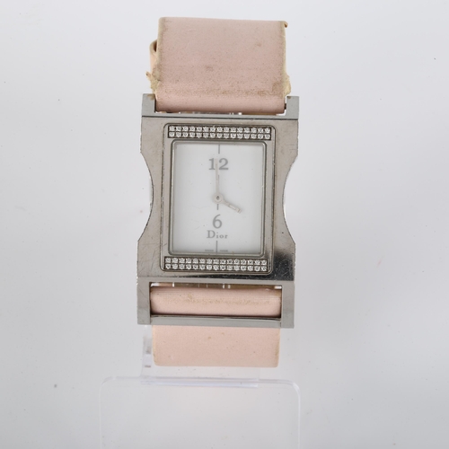 24 - CHRISTIAN DIOR - a lady's Vintage stainless steel quartz wristwatch, ref. DV3036, white dial with ha... 