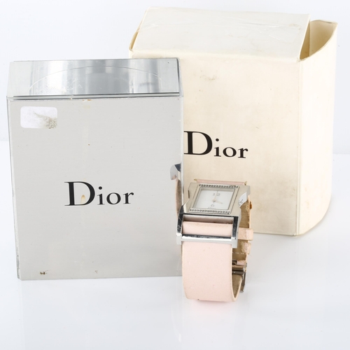 24 - CHRISTIAN DIOR - a lady's Vintage stainless steel quartz wristwatch, ref. DV3036, white dial with ha... 