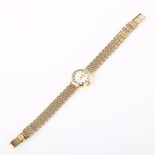 25 - ROTARY - a lady's 9ct gold quartz bracelet watch, white dial with blue Roman numeral hour markers an... 