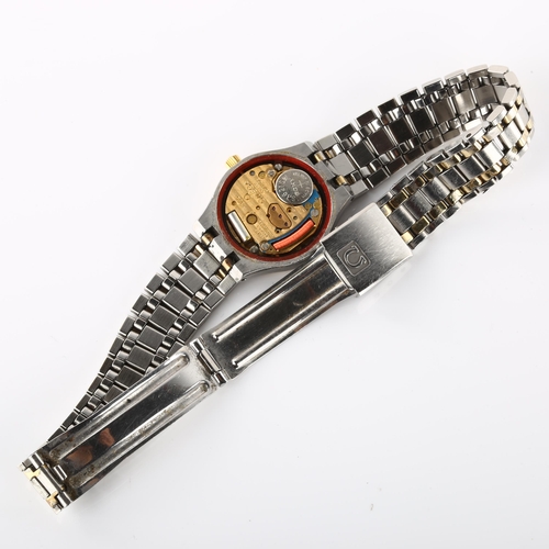 26 - OMEGA - a lady's stainless steel Seamaster quartz bracelet watch, ref. 596.005, circa 1982, silvered... 