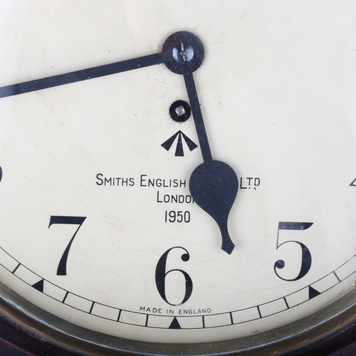 37 - SMITHS ENGLISH CLOCKS LTD - a Second World War Period mahogany military 30-hour fusee circular dial ... 