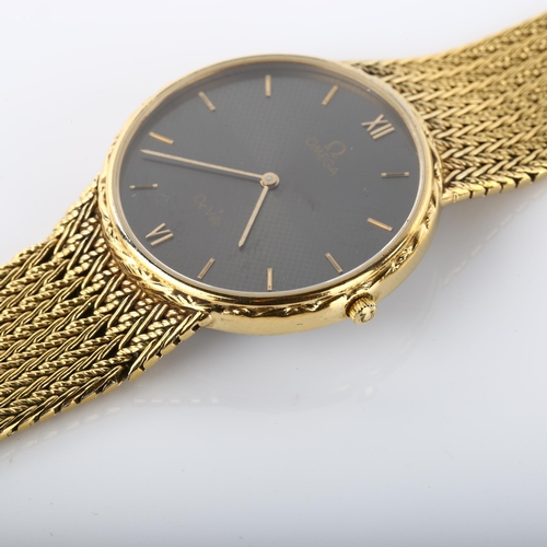 9 - OMEGA - a Vintage gold plated stainless steel De Ville quartz bracelet watch, ref. 391.0837, space g... 