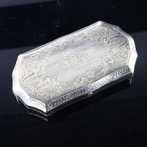 536 - A large Russian 84 zolotnik standard silver cigarette case, engraved St Petersburg view lid and flor... 