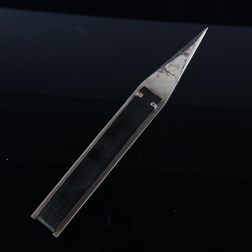 542 - An Elizabeth II modernist silver and leather paper knife, by Atholl Nairn Hill, hallmarks London 196... 