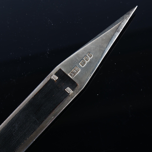 542 - An Elizabeth II modernist silver and leather paper knife, by Atholl Nairn Hill, hallmarks London 196... 