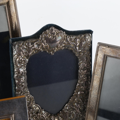 563 - 5 silver-fronted photo frames, largest overall 24cm x 19cm (5)