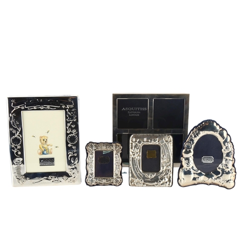 564 - 5 modern silver-fronted photo frames, largest overall 15.5cm x 15.5cm (5)