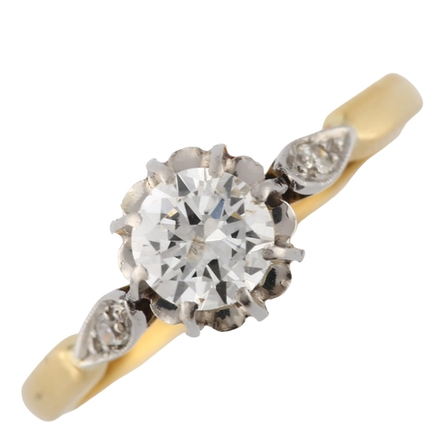 137 - An 18ct gold 0.5ct solitaire diamond ring, platinum-topped set with modern round brilliant-cut diamo... 