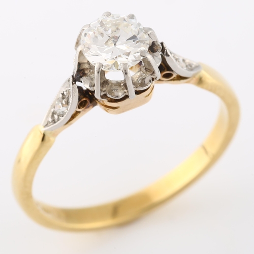 137 - An 18ct gold 0.5ct solitaire diamond ring, platinum-topped set with modern round brilliant-cut diamo... 