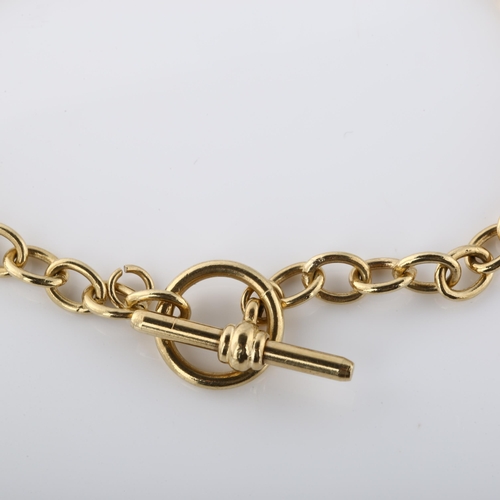 148 - A modern 9ct gold cable link chain bracelet, with T-bar clasp, bracelet length 20cm, 10.4g