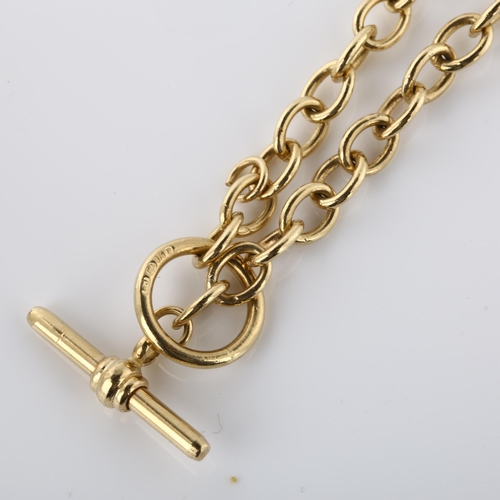 148 - A modern 9ct gold cable link chain bracelet, with T-bar clasp, bracelet length 20cm, 10.4g