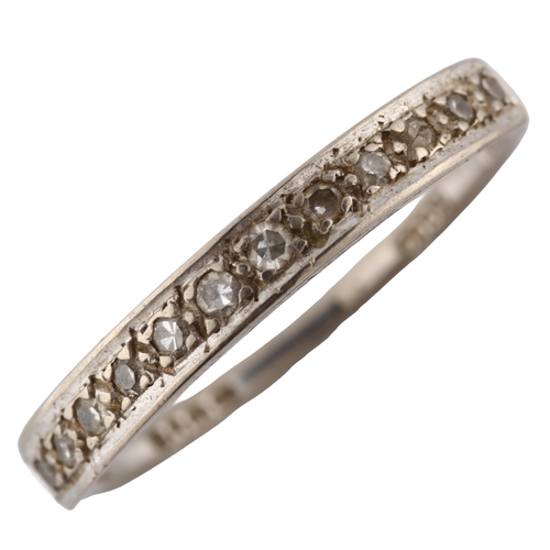 163 - An 18ct white gold diamond half eternity ring set with single-cut diamonds, hallmarks London 1961, s... 