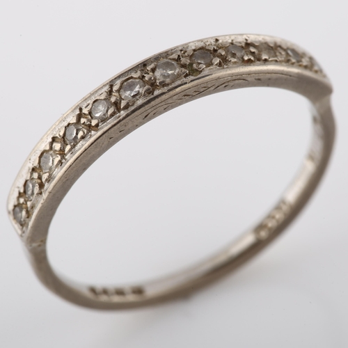 163 - An 18ct white gold diamond half eternity ring set with single-cut diamonds, hallmarks London 1961, s... 