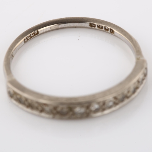 163 - An 18ct white gold diamond half eternity ring set with single-cut diamonds, hallmarks London 1961, s... 