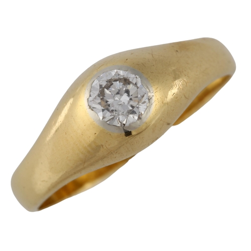 179 - A Continental 18ct gold 0.45ct solitaire diamond gypsy ring, set with modern round brilliant-cut dia... 