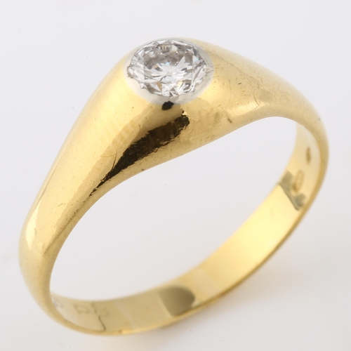 179 - A Continental 18ct gold 0.45ct solitaire diamond gypsy ring, set with modern round brilliant-cut dia... 