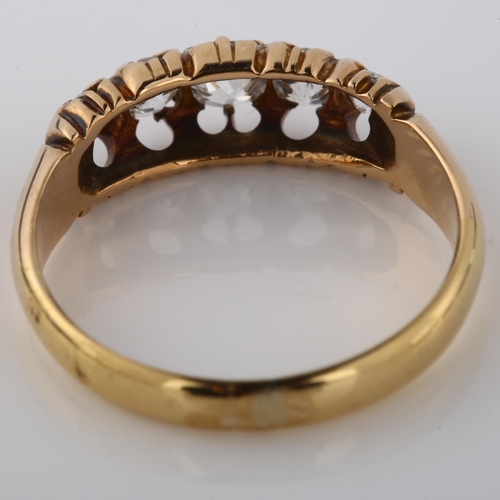 182 - A 19th century 18ct gold graduated five stone diamond half hoop ring, set with Old European-cut diam... 