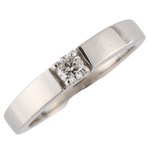 191 - A modern 9ct white gold 0.15ct solitaire diamond ring, setting height 3.3mm, size L, 3.5g