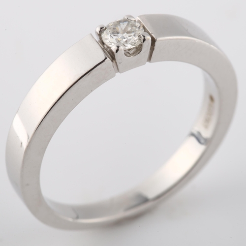 191 - A modern 9ct white gold 0.15ct solitaire diamond ring, setting height 3.3mm, size L, 3.5g