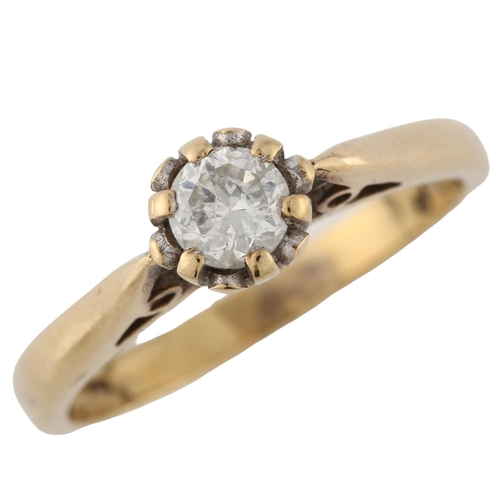 193 - A 9ct gold 0.25ct solitaire diamond ring, set with modern round brilliant-cut diamond, size I, 2g