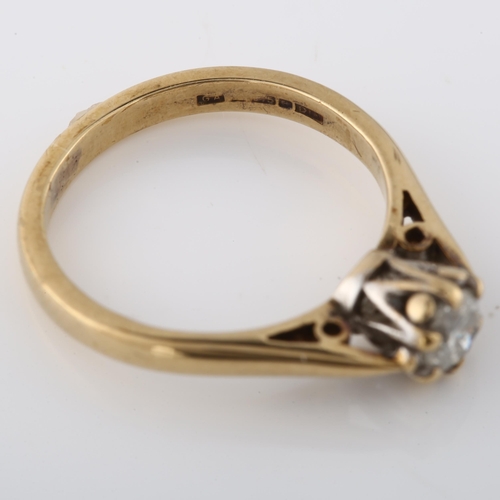 193 - A 9ct gold 0.25ct solitaire diamond ring, set with modern round brilliant-cut diamond, size I, 2g