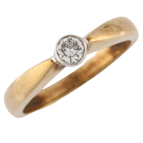 194 - A 9ct gold 0.22ct solitaire diamond ring, set with modern round brilliant-cut diamond, size N, 3.1g