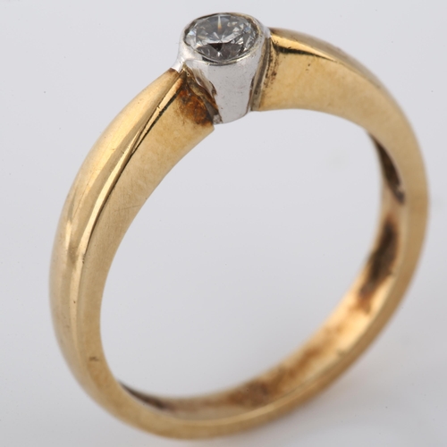 194 - A 9ct gold 0.22ct solitaire diamond ring, set with modern round brilliant-cut diamond, size N, 3.1g