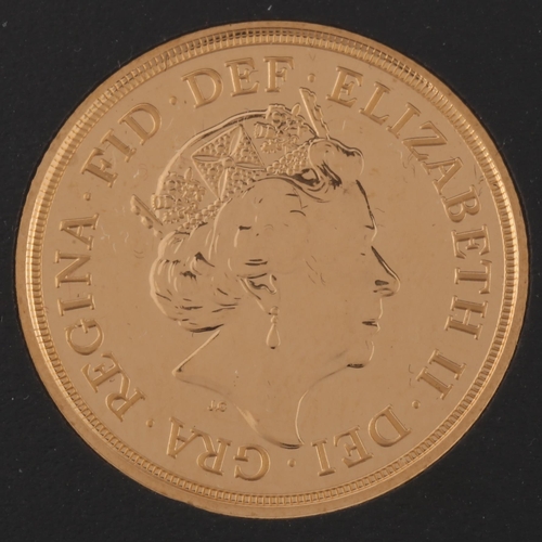 280 - Elizabeth II 2019 uncirculated gold full sovereign coin, with Harrington & Byrne certificate of auth... 