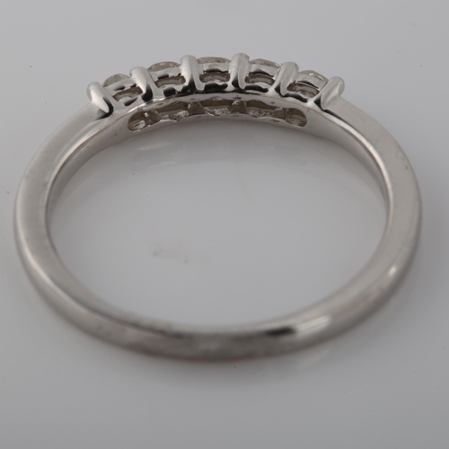 361 - A 9ct white gold five stone diamond ring, prong set with old-cut diamonds, total diamond content app... 