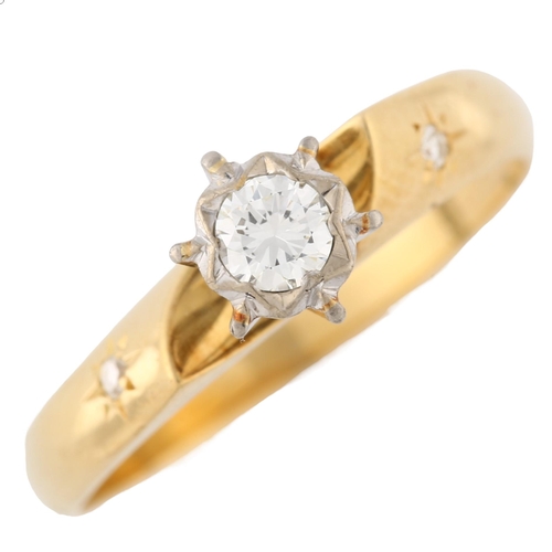 367 - An 18ct gold 0.15ct solitaire diamond ring, illusion set with modern round brilliant-cut diamond and... 