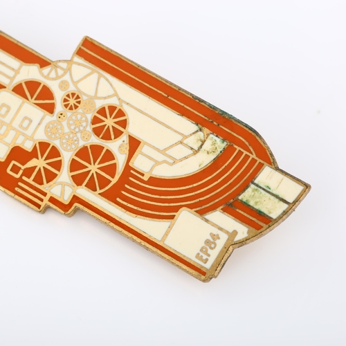 371 - EDUARDO PAOLOZZI - a 1984 modernist enamel Royal Academy of Arts brooch, brooch length 64.4mm, 15.7g