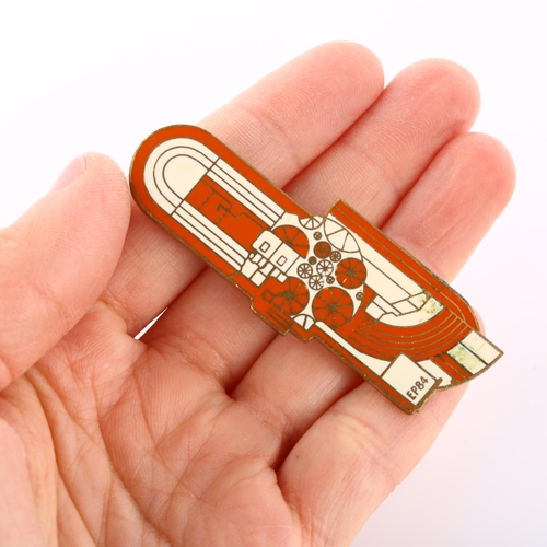 371 - EDUARDO PAOLOZZI - a 1984 modernist enamel Royal Academy of Arts brooch, brooch length 64.4mm, 15.7g