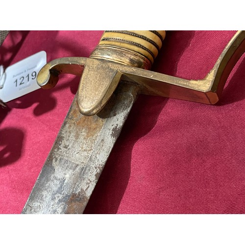 1223 - An early 19th Century cavalry sword with etched blade, length 87cm