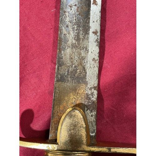 1223 - An early 19th Century cavalry sword with etched blade, length 87cm