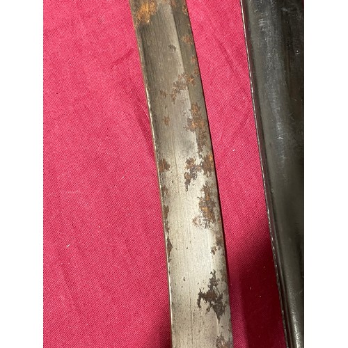 1223 - An early 19th Century cavalry sword with etched blade, length 87cm