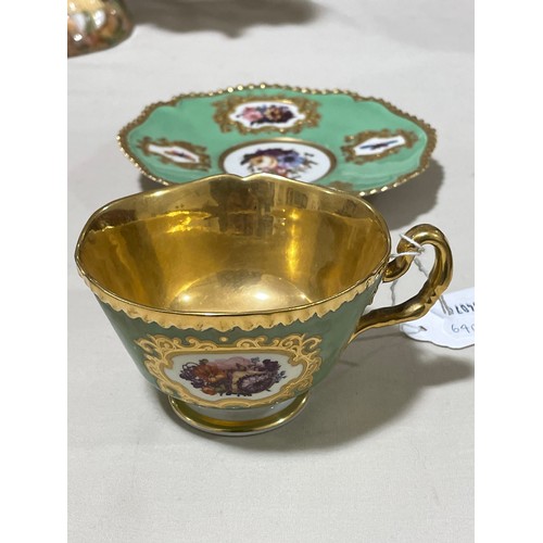 1106 - Worcester Flight Barr and Barr painted and gilded porcelain cabinet cup and saucer, and 6 Meissen po... 